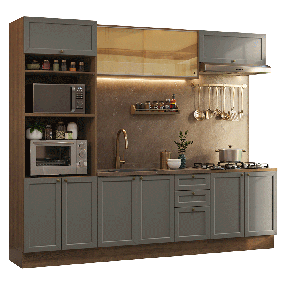 Combo de Cocina 270 cm Vik Marrón/Gris 02