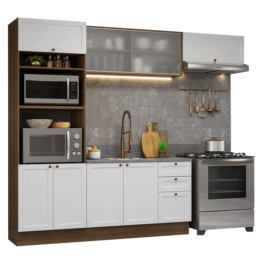 Combo de Cocina 270 cm Vik Marrón/Blanco 03