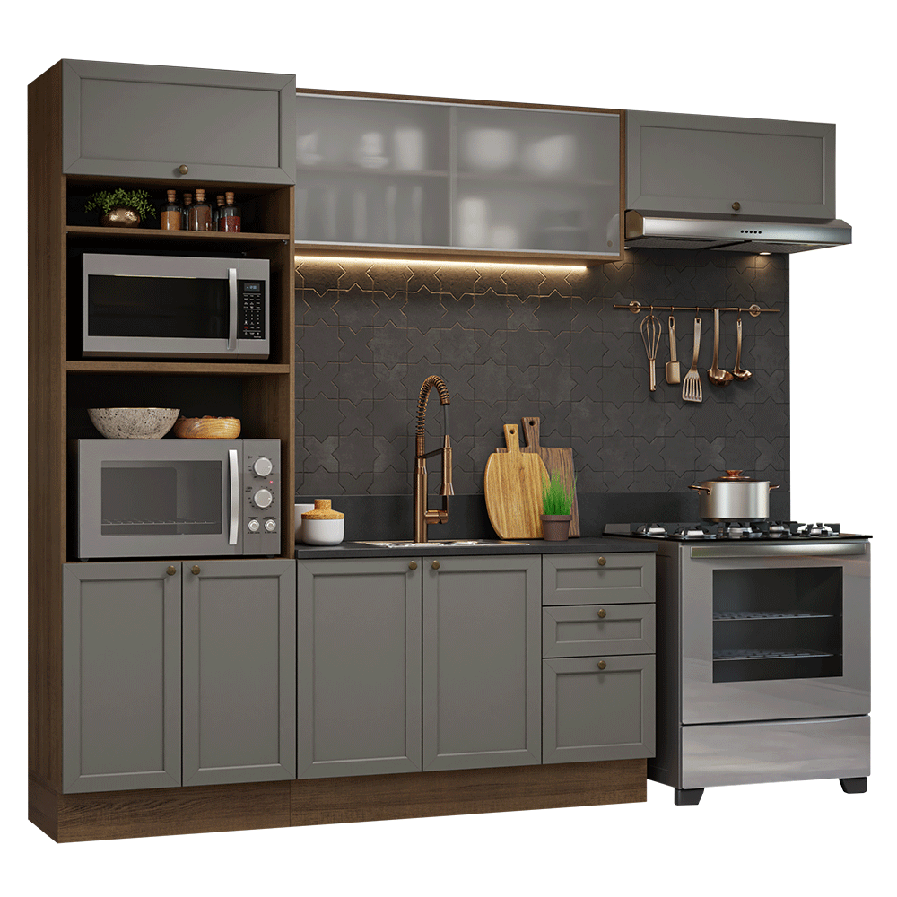 Combo de Cocina 270 cm Vik Marrón/Gris 03