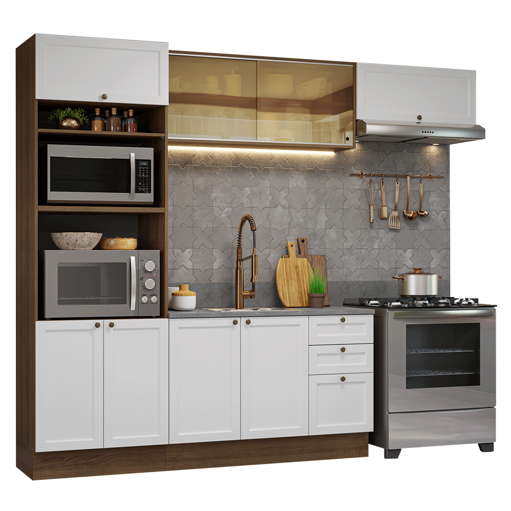 Combo de Cocina 270 cm Vik Marrón/Blanco 04