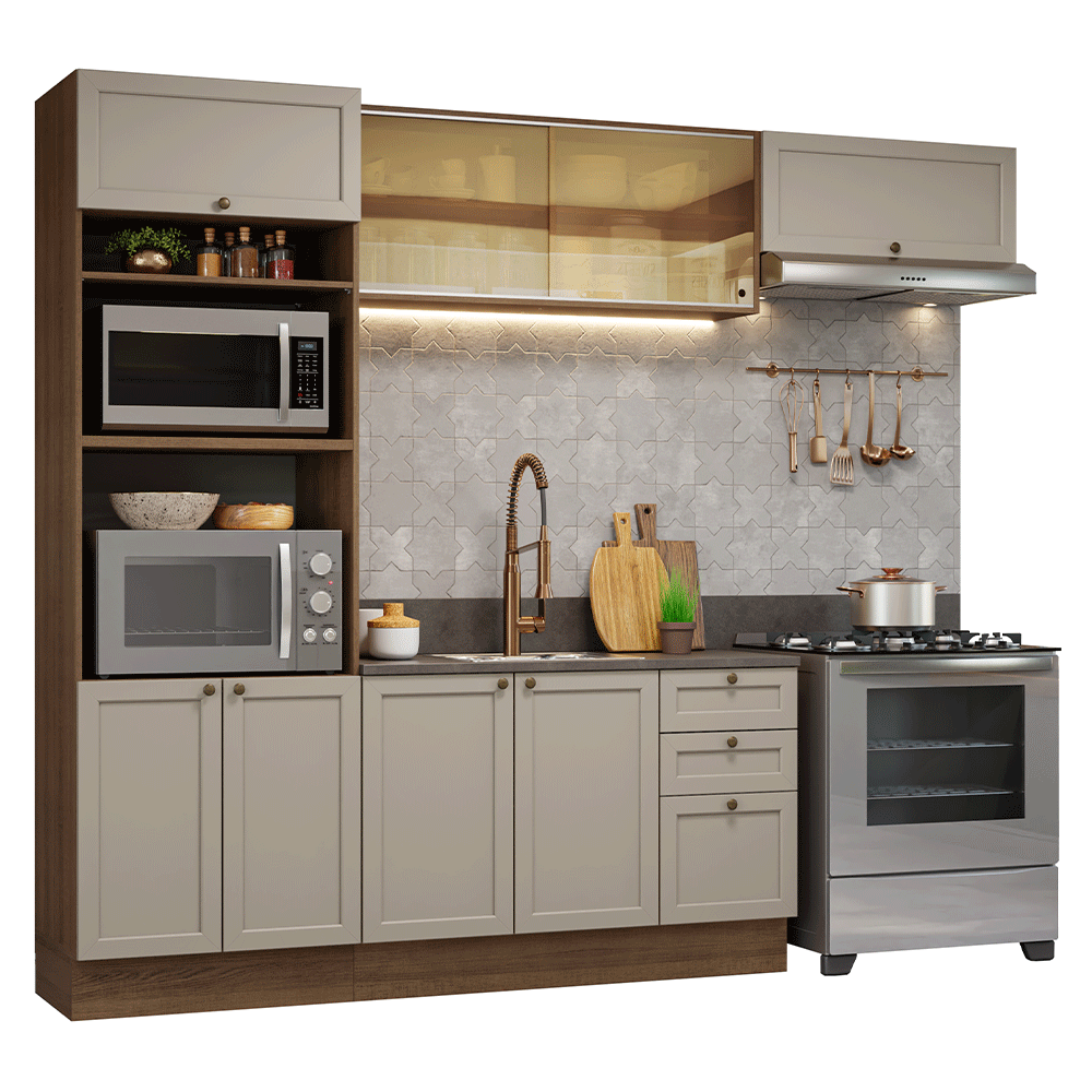 Combo completo de Cocina 270 cm Marrón/Crema Vik Madesa 04