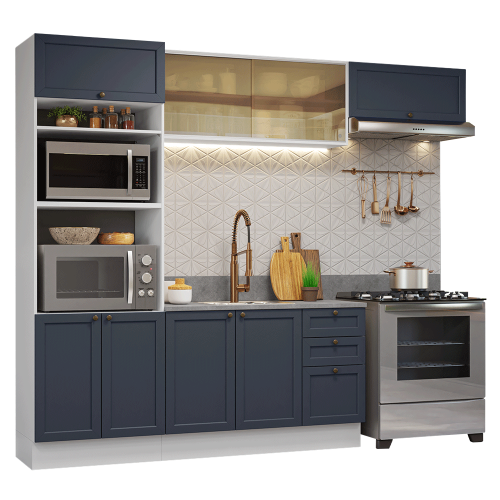 Combo de Cocina 270 cm Vik Blanco/Azul 04