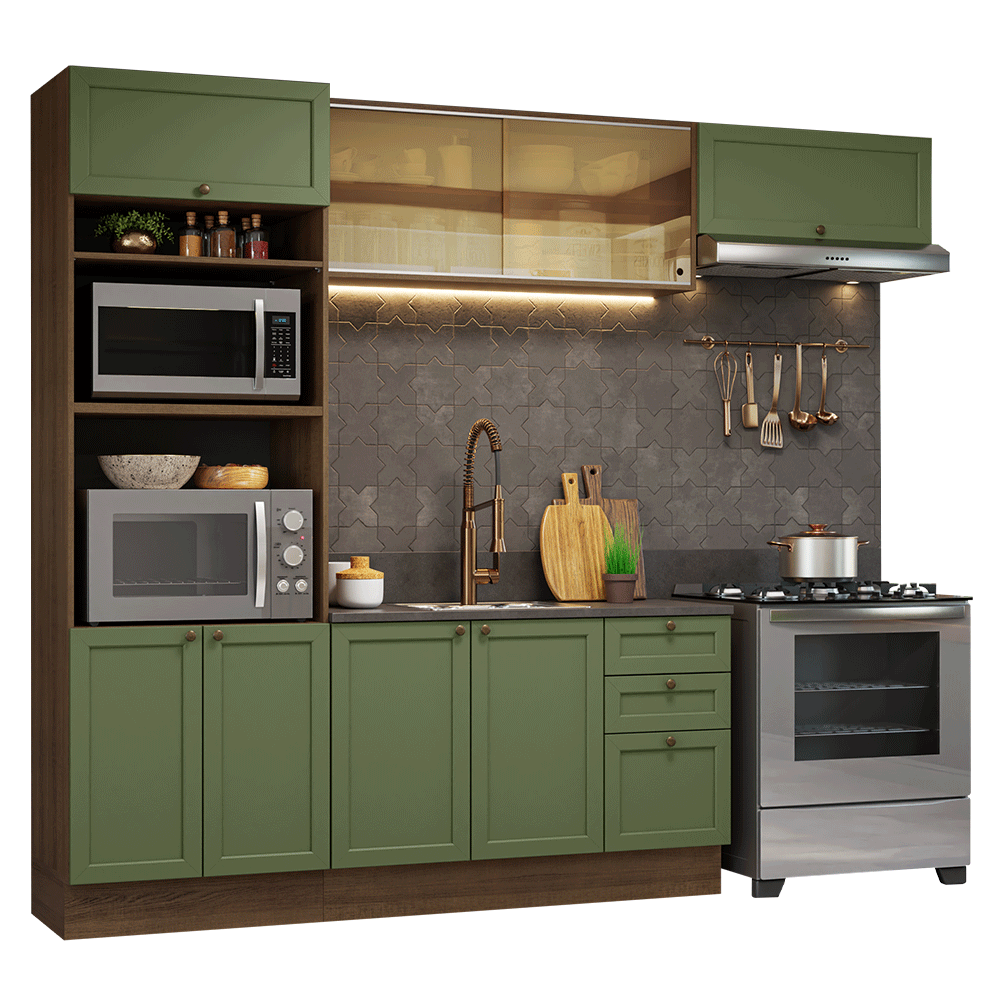 Combo de Cocina 270 cm Vik Marrón/Verde 04