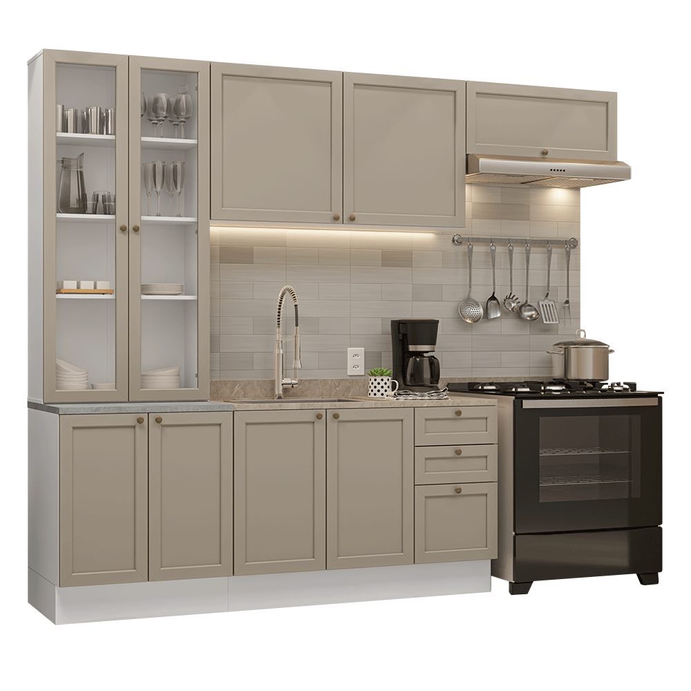 Combo completo de Cocina 270 cm Blanco/Crema Vik Madesa 05
