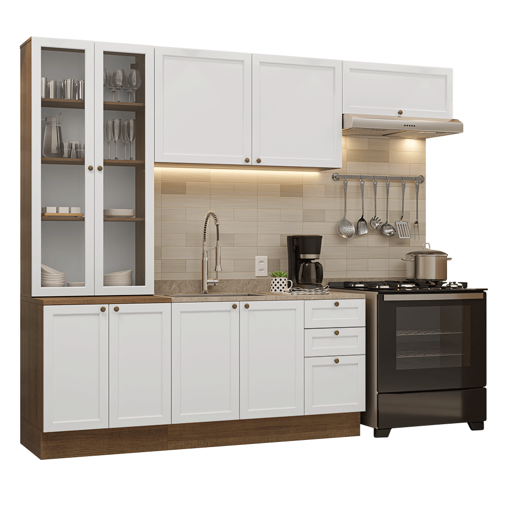 Combo completo de Cocina 270 cm Marrón/Blanco Vik Madesa 05