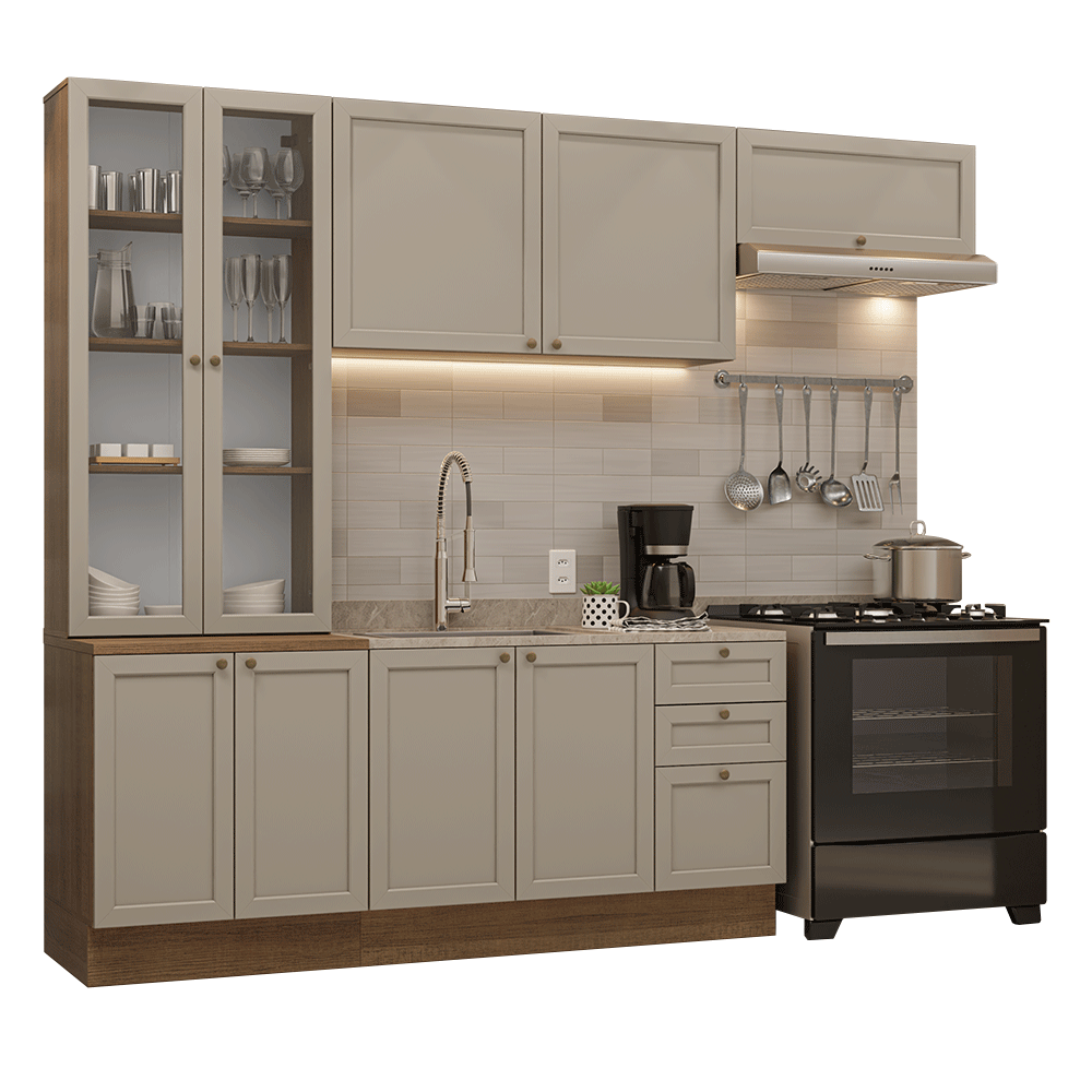 Combo completo de Cocina 270 cm Marrón/Crema Vik Madesa 05