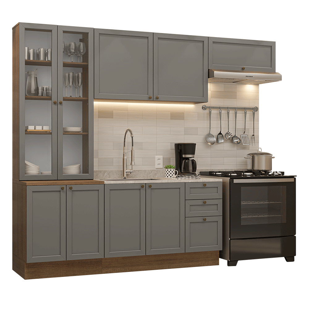 Combo completo de Cocina 270 cm Marrón/Gris Vik Madesa 05