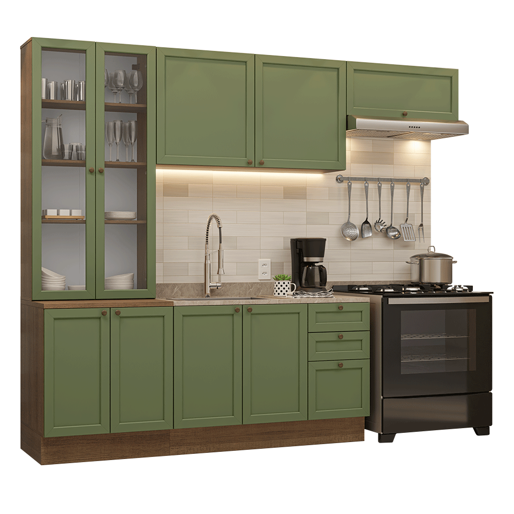 Combo completo de Cocina 270 cm Marrón/Verde Vik Madesa 05