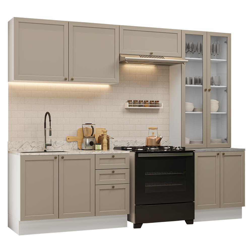 Combo completo de Cocina 270 cm Blanco/Crema Vik Madesa 06