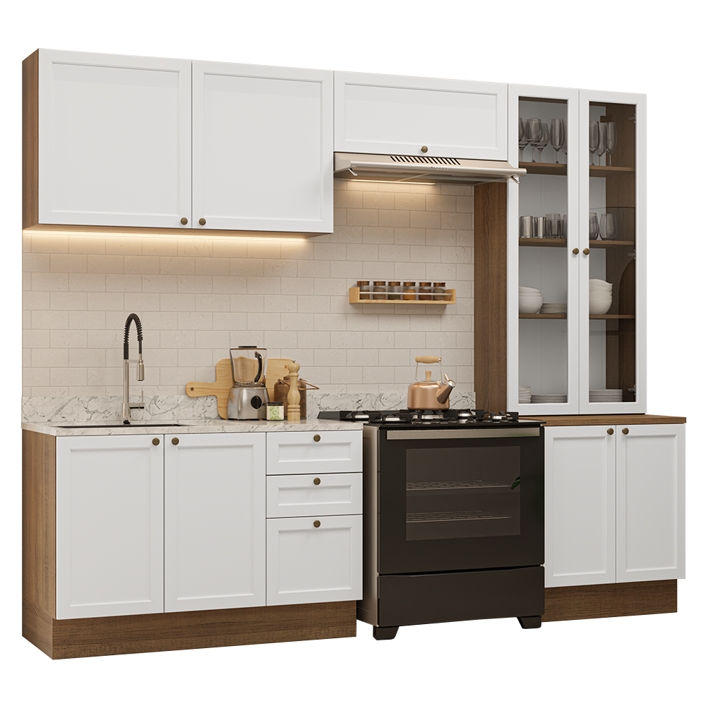 Combo completo de Cocina 270 cm Marrón/Blanco Vik Madesa 06