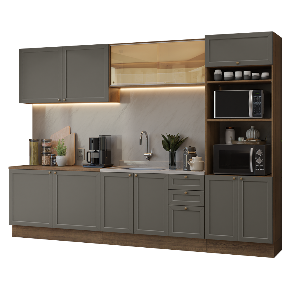 Combo de Cocina 310 cm Vik Marrón/Gris 01