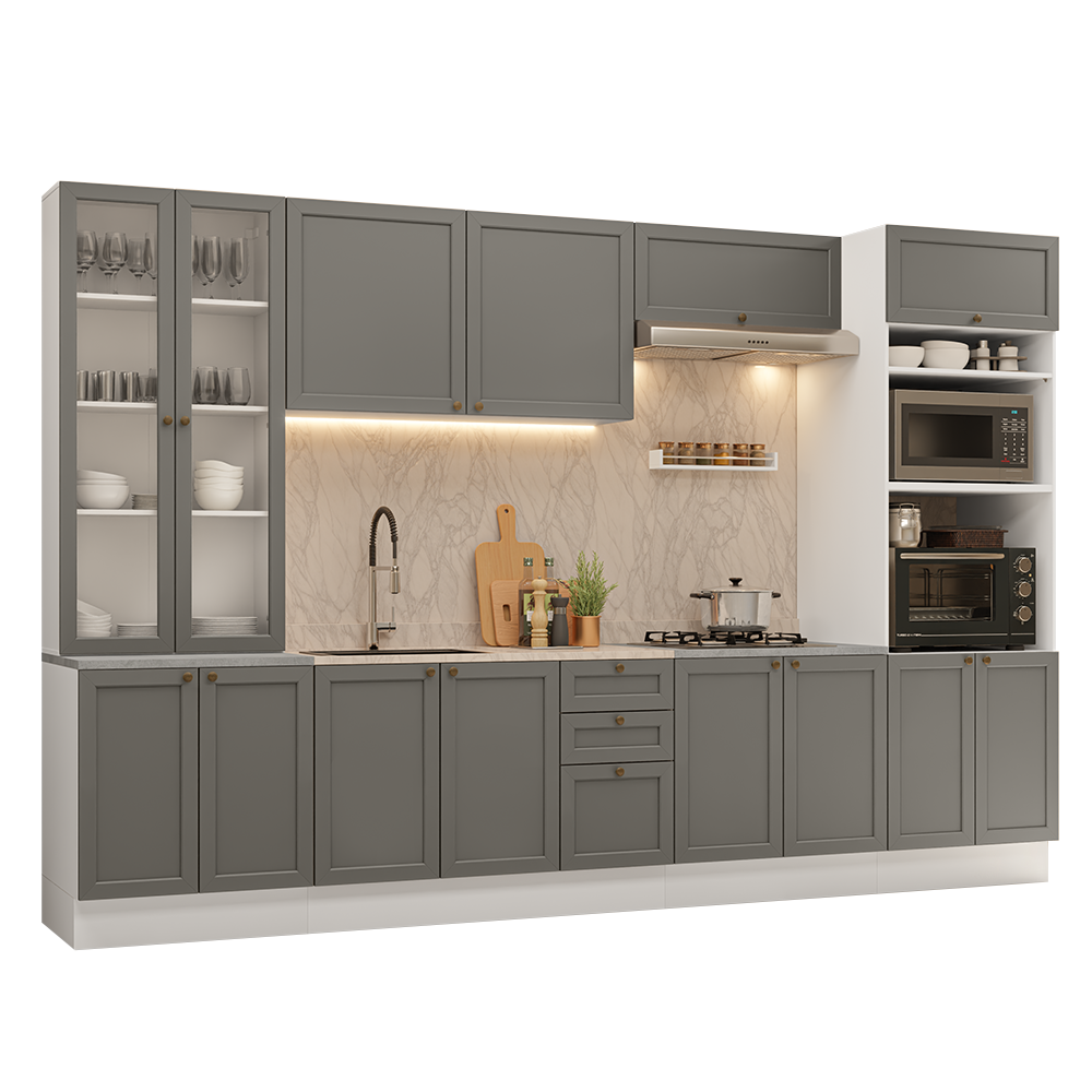 Combo completo de Cocina 340 cm Blanco/Gris Vik Madesa 01