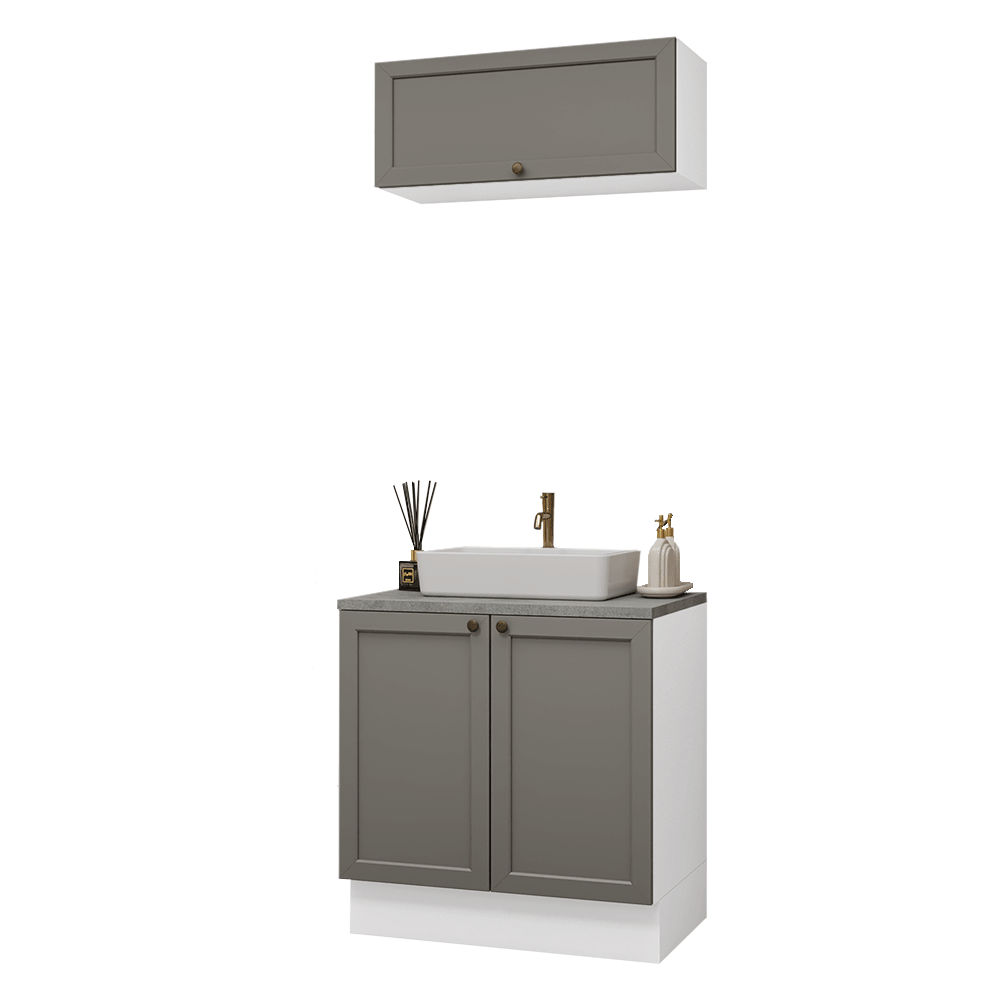 Vanitory 80cm 3 puertas Blanco/Gris Vik 02