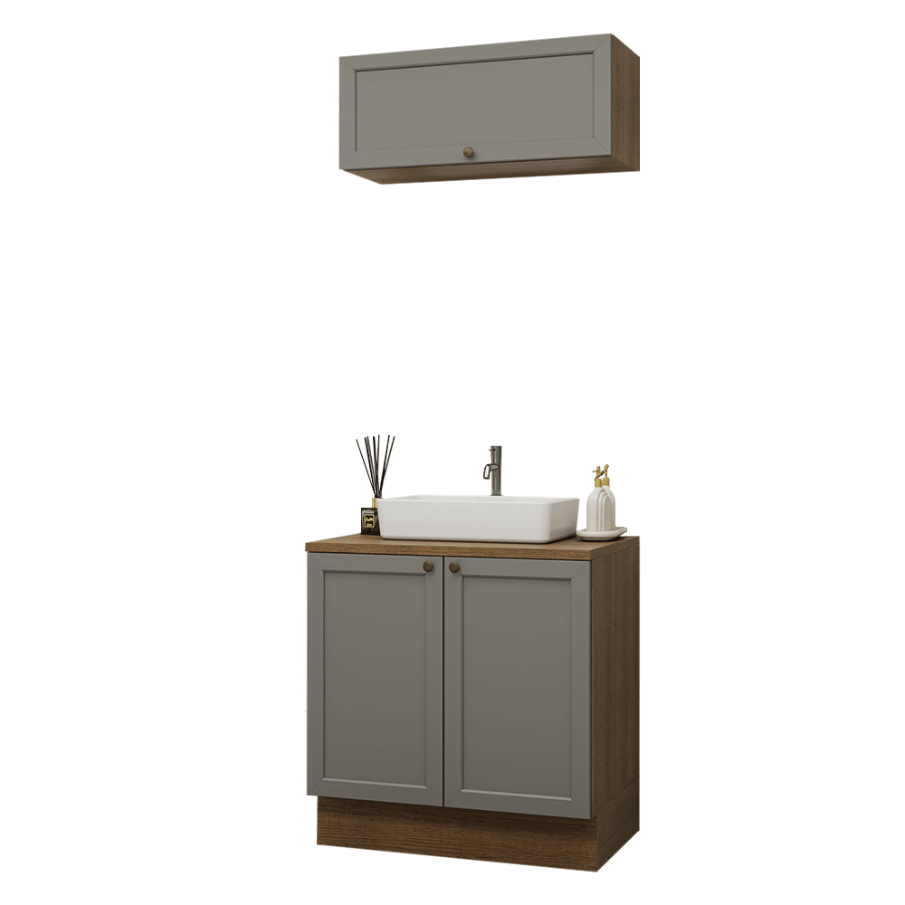 Vanitory 80cm 3 puertas Marrón/Gris Vik 02