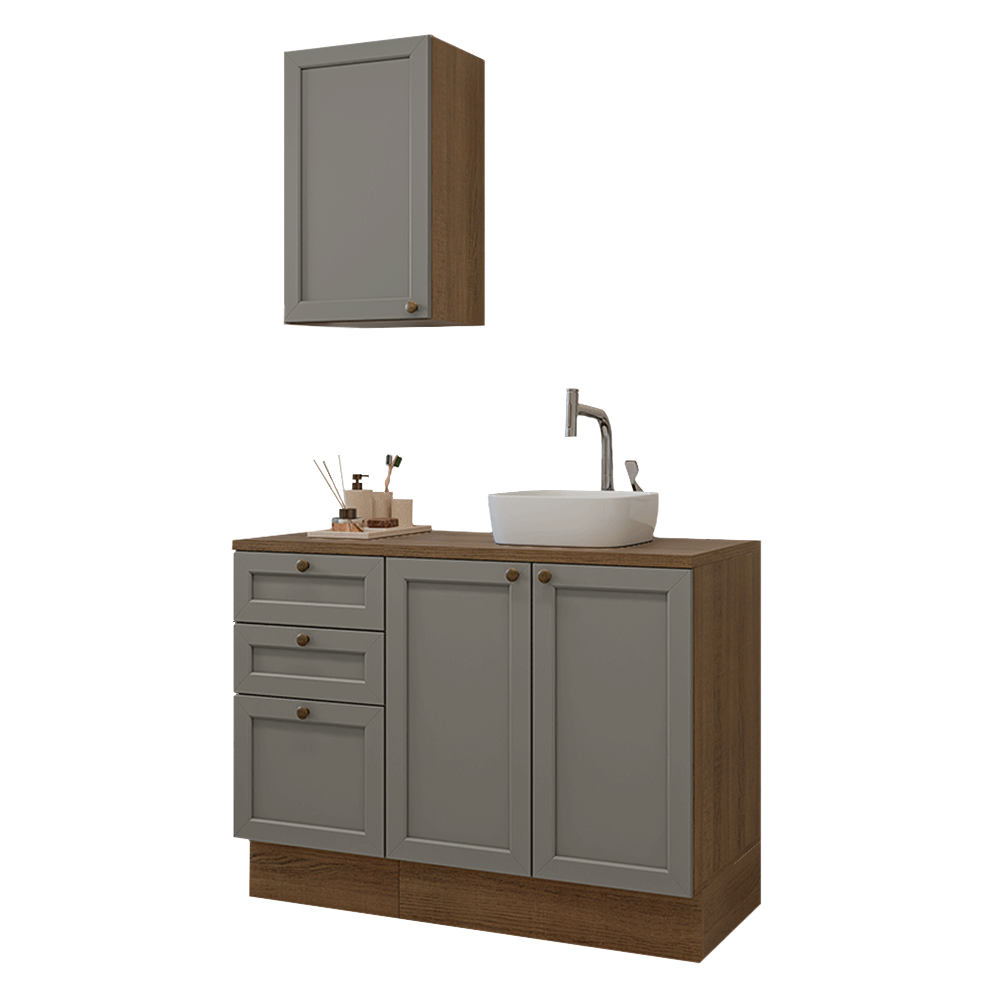 Vanitory 110cm 3 cajones 3 puertas Marrón/Gris Vik 01