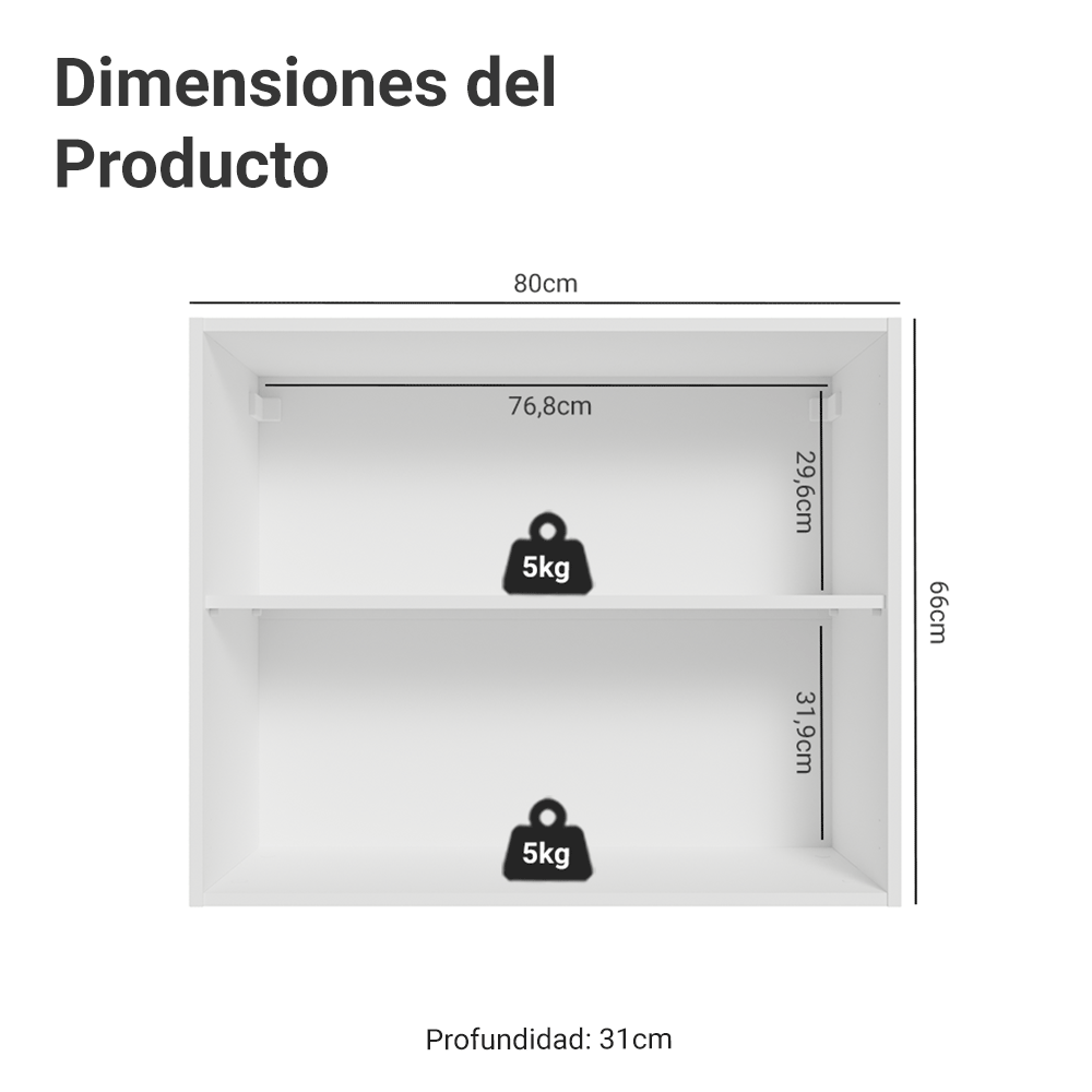 Alacena para Dormitorio 80 cm 2 Puertas Neo Blanco