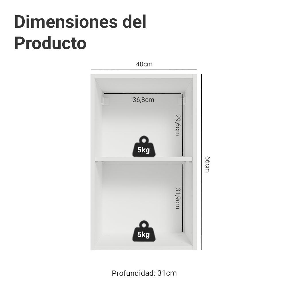 Alacena para Dormitorio 40 cm 1 Puerta Neo Blanco