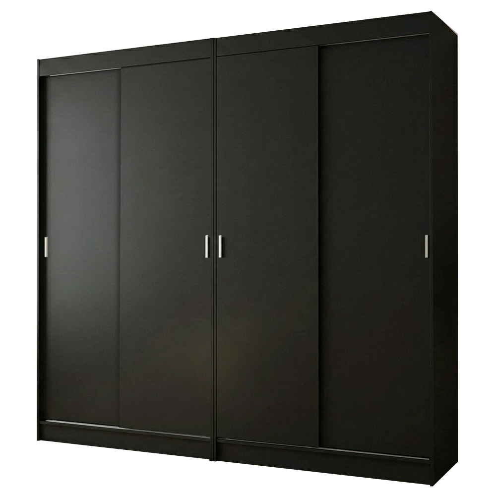 Conjunto 2 Placares 4 Puertas Corredizas Negro Tokio Madesa