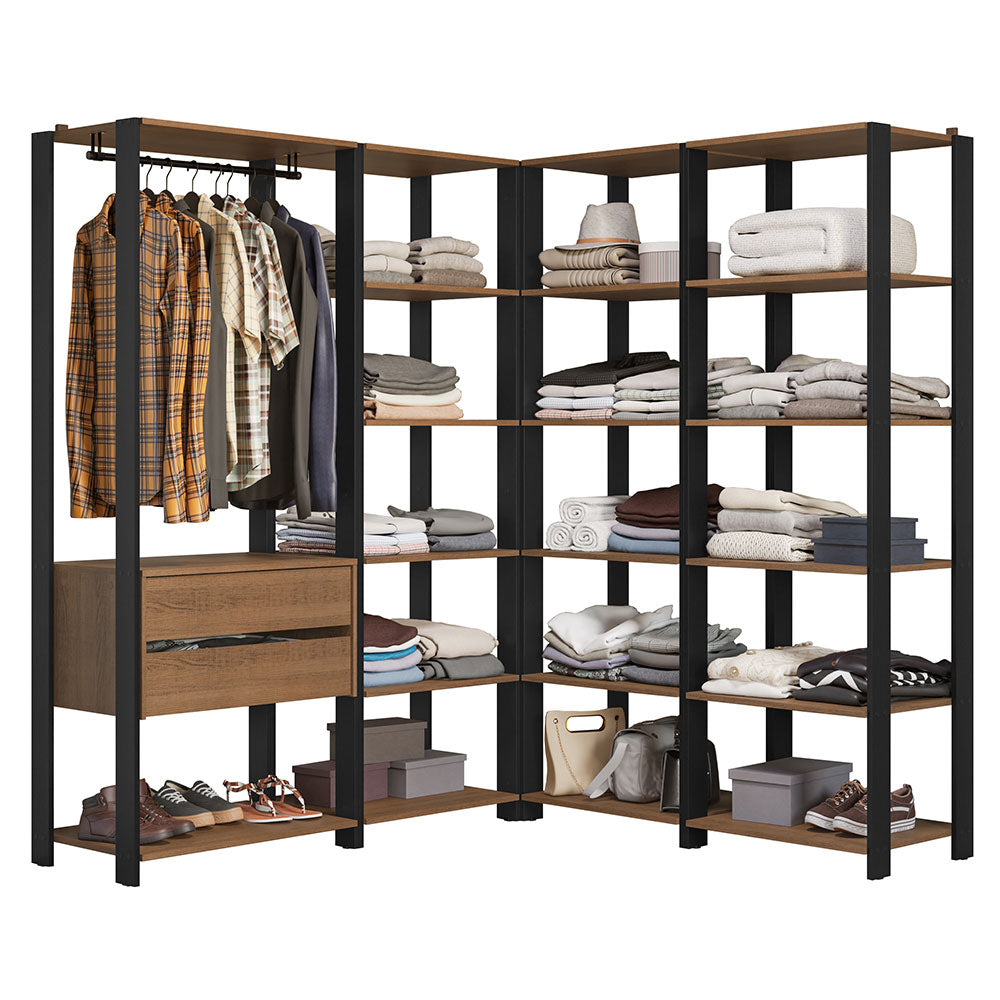 Placard Modulado 2 Cajones 247 cm Marrón/Negro Valencia