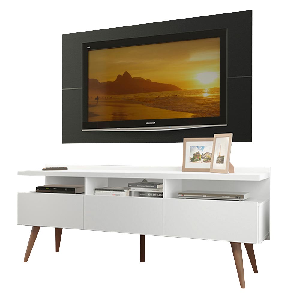 Rack Madesa Londres con Panel para TV hasta 55 Pulgadas Blanco/Negro