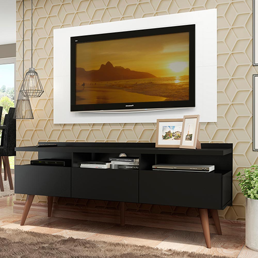 Rack para TV Madesa Londres con Panel de TV hasta 55 Pulgadas Negro/Blanco