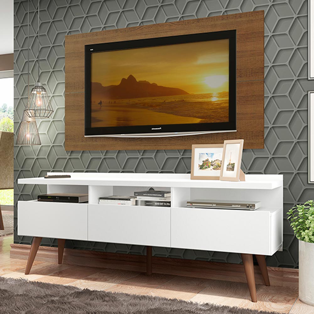 Rack para TV Madesa Londres con Panel de TV hasta 55 Pulgadas Blanco/Marrón