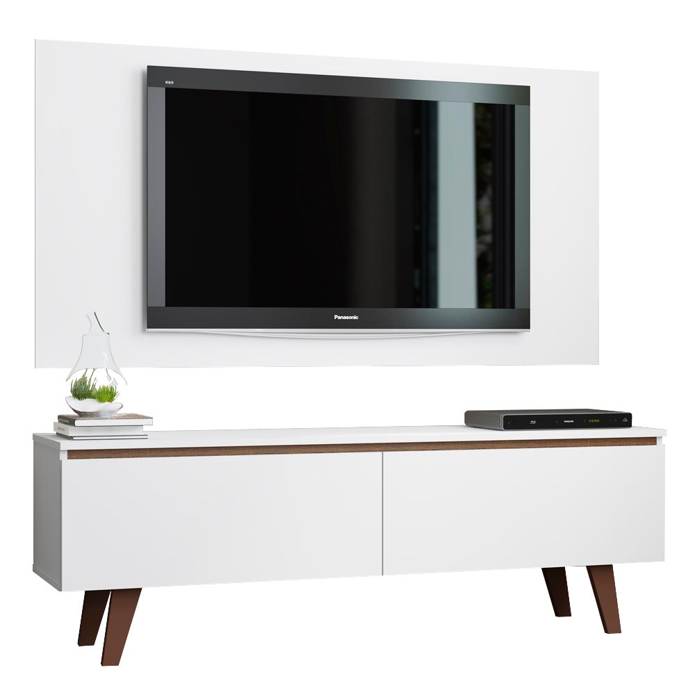 Rack con Panel de TV Le Mans hasta 55 pulgadas, 2 puertas, Blanco