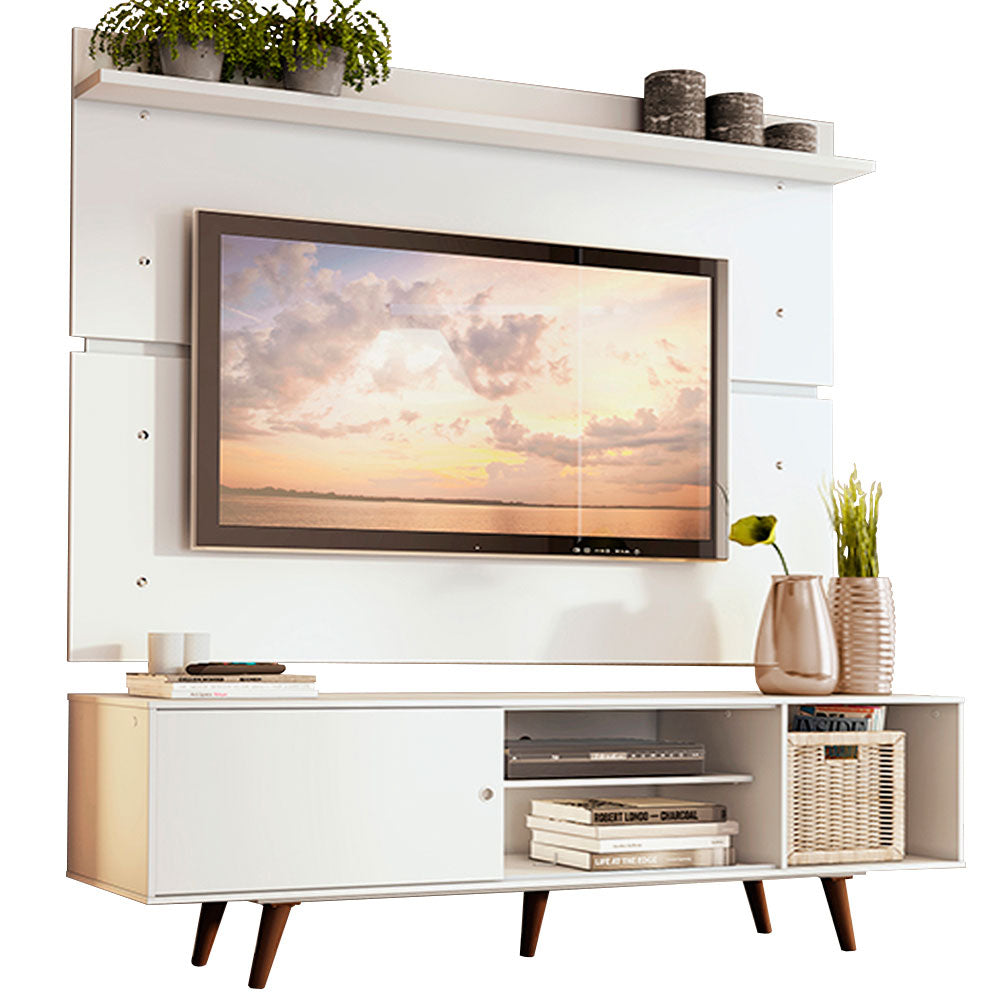 Rack Madesa Dubai con Panel para TV hasta 65 Pulgadas con Patas Blanco/Marrón