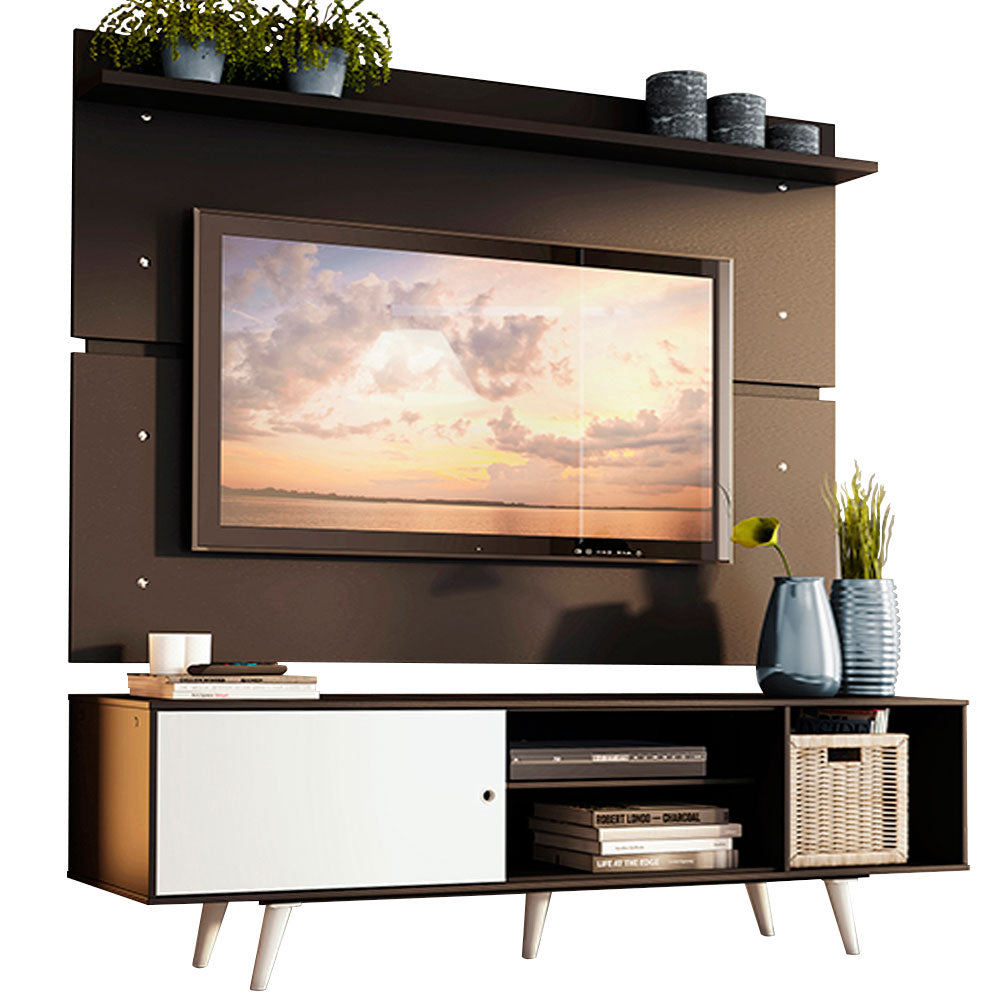 Rack Madesa Dubai con Panel para TV hasta 65 Pulgadas con Patas Negro/Blanco