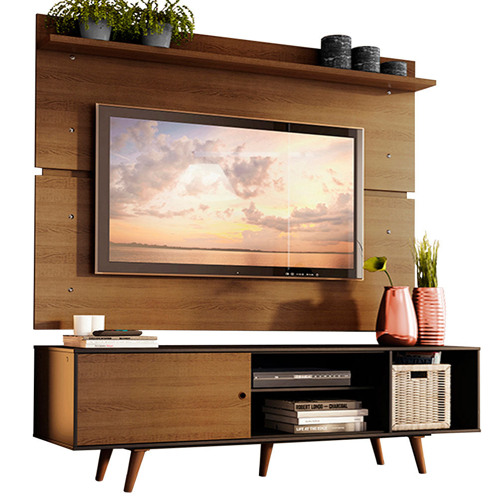 Rack Madesa Dubai con Panel para TV hasta 65 Pulgadas con Patas Negro/Marrón