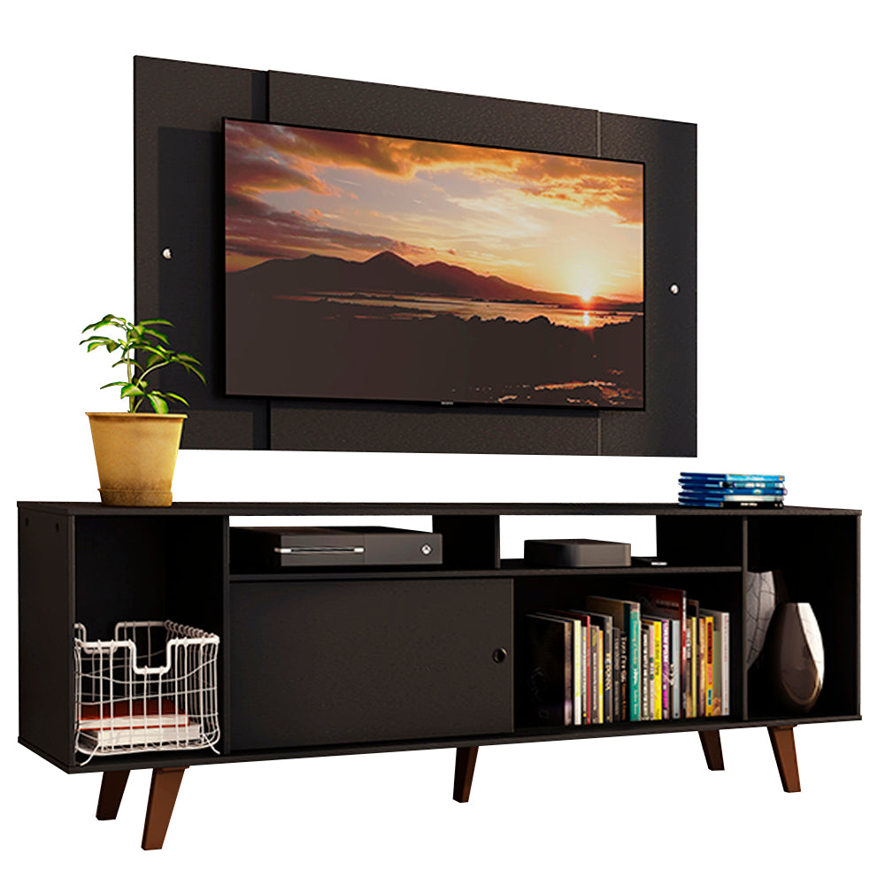 Rack Madesa Cancun con Patas y Panel para TV hasta 58 Pulgadas Negro