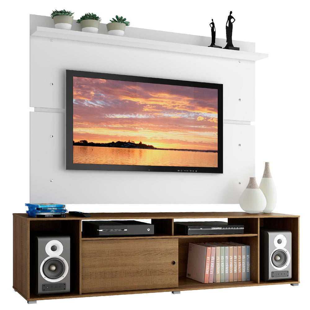Rack Madesa Cancun con Panel para TV hasta 65 Pulgadas Marrón/Blanco