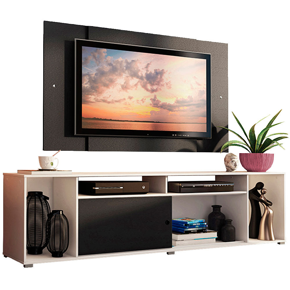 Rack Madesa Cancun con Panel para TV hasta 58 Pulgadas Blanco/Negro
