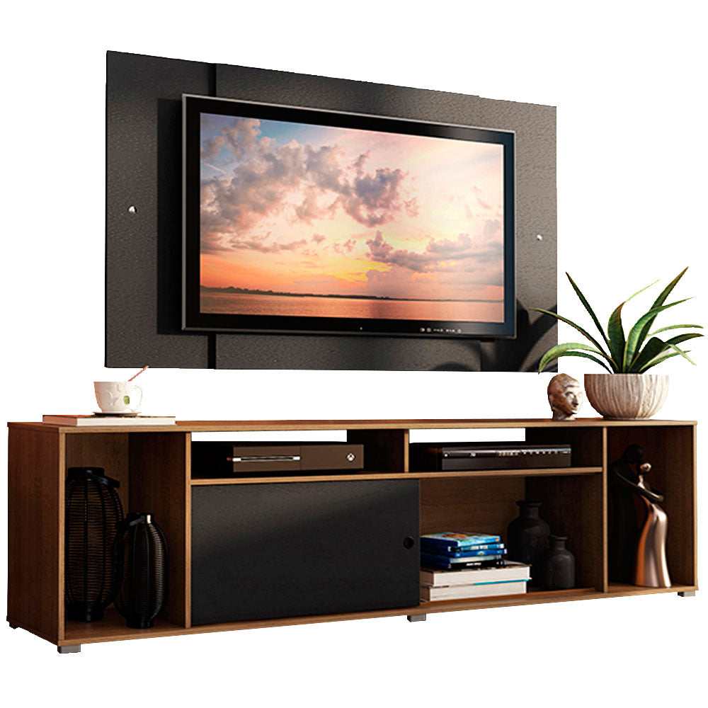 Rack Madesa Cancun con Panel para TV hasta 58 Pulgadas Marrón/Negro