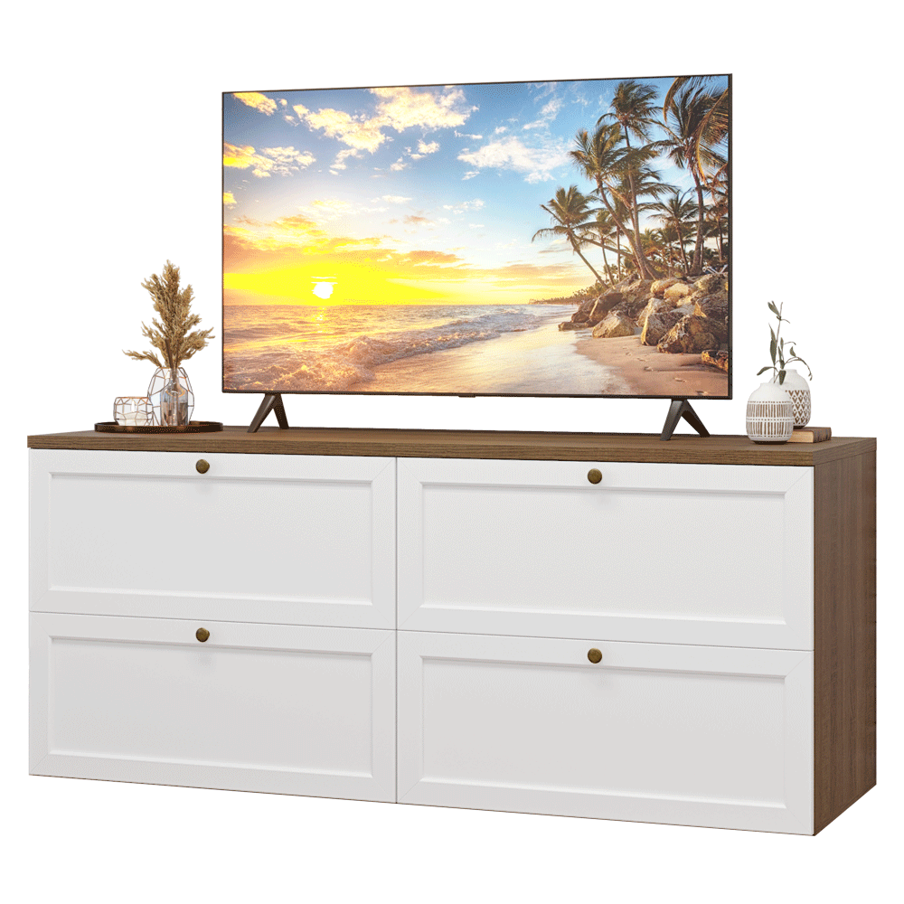 Rack para TV hasta 70 pulgadas, 160cm, 4 cajones, Marrón/Blanco Vik 04