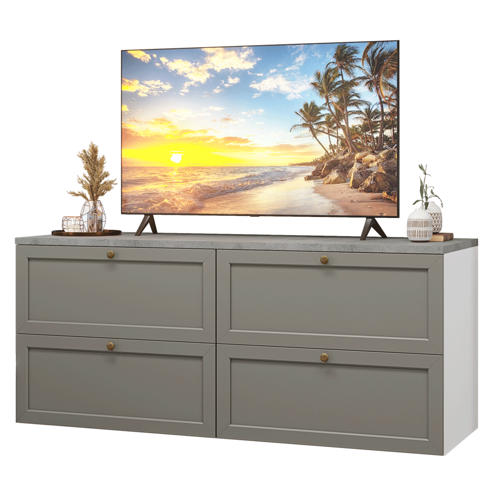 Rack para TV hasta 70 pulgadas, 160cm, 4 cajones, Blanco/Gris Vik 04