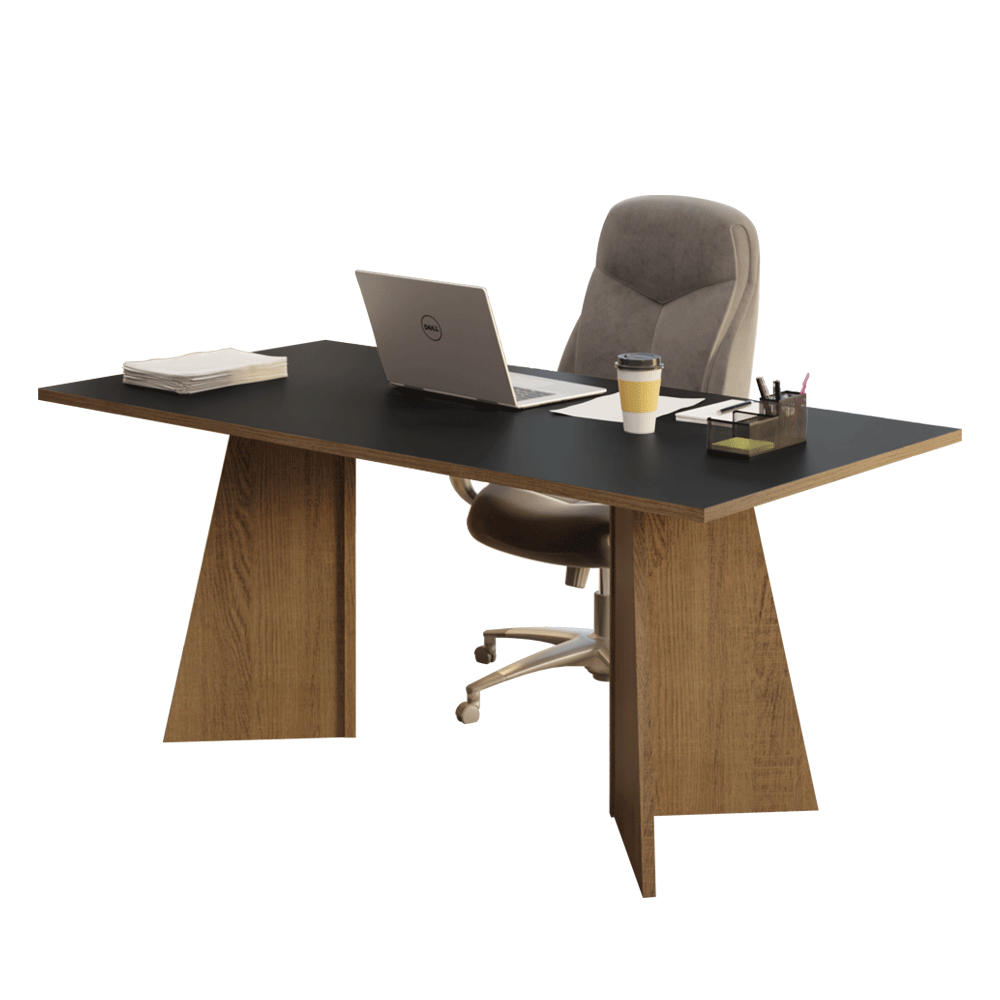 Escritorio para Oficina Director Presidente 180 cm 5388 Marrón/Negro