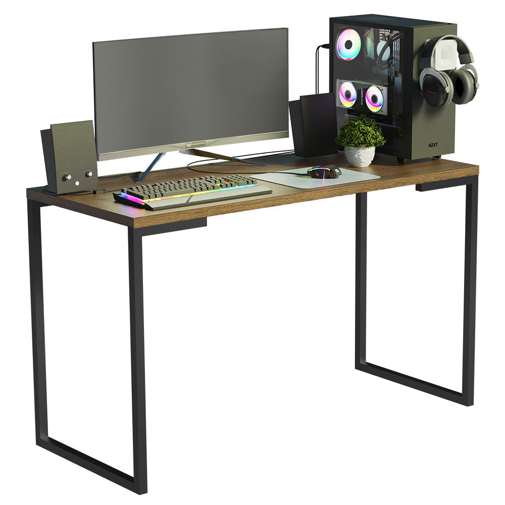 Combo Escritorio/Oficina con Mesa Industrial + Estante Escalera Marrón/Negro Madesa