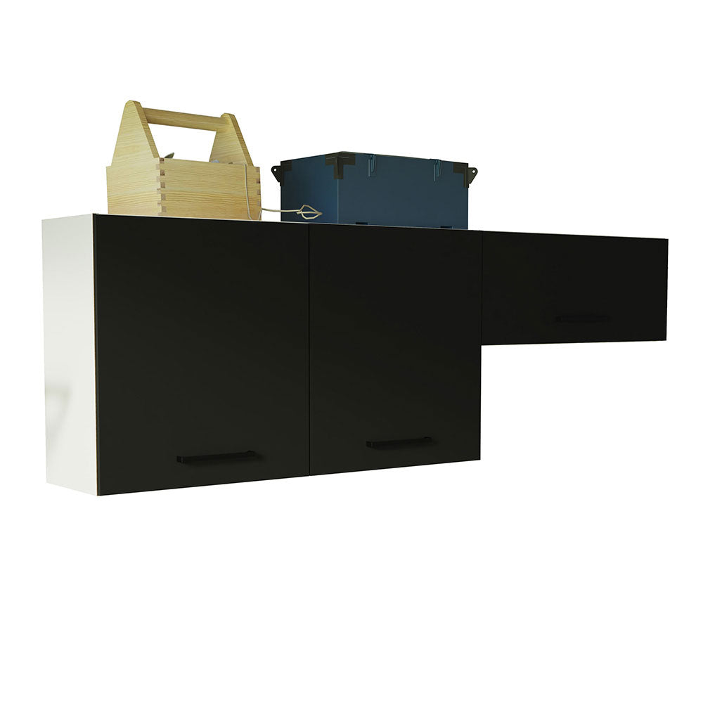 Kit con 2 Alacena Multiuso 3 Puertas Blanco/Negro Agata Madesa