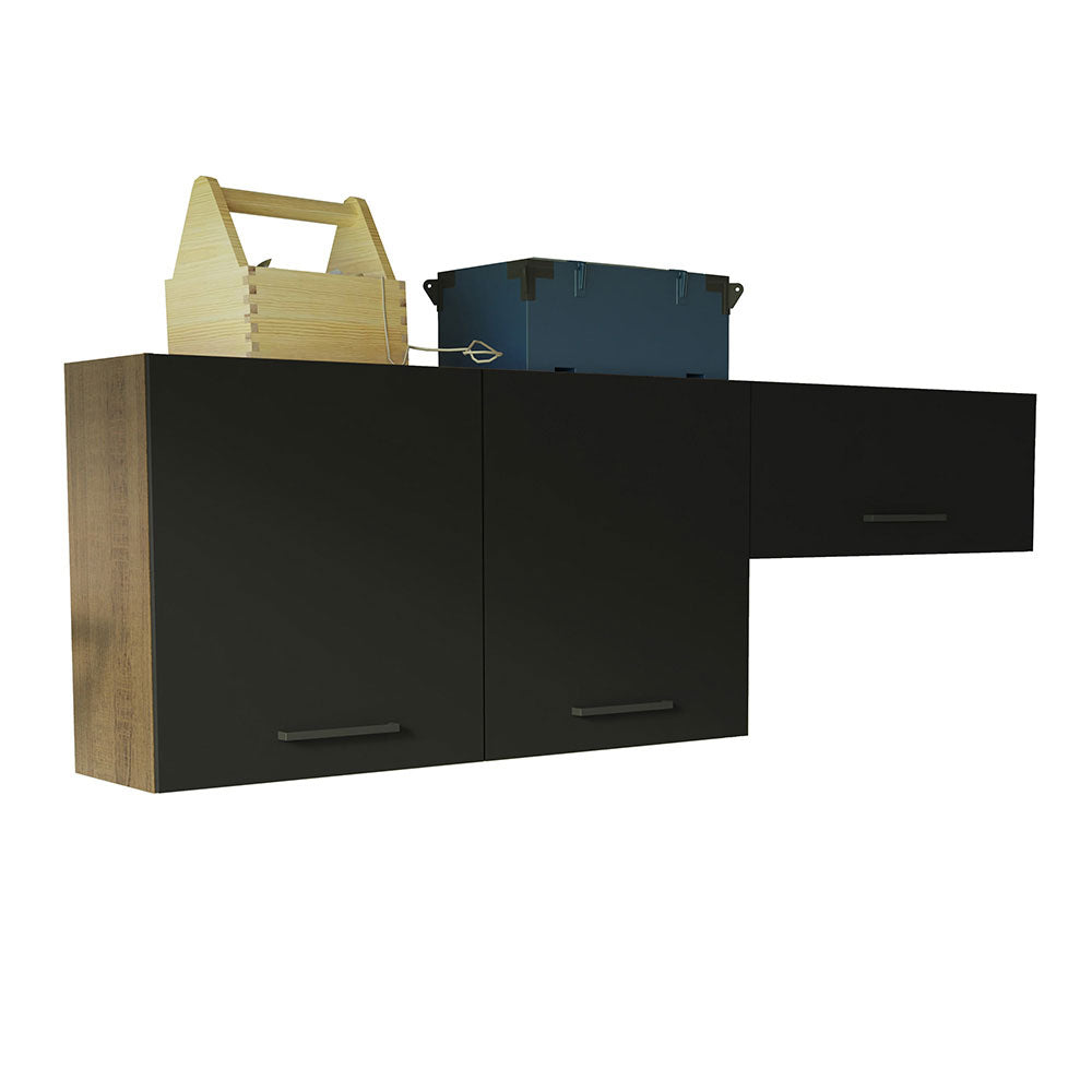 Kit con 2 Alacena Multiuso 3 Puertas Marrón/Negro Agata Madesa