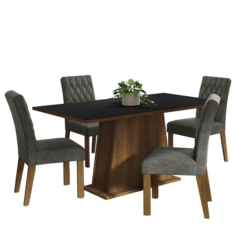 Juego de Comedor Mesa con Tapa de Madera 4 Sillas Marrón/Negro/Plata Ashley Madesa
