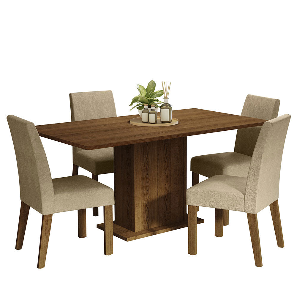 Juego de Comedor Mesa con Tapa de Madera 4 Sillas Marrón/Imperial Keila Madesa