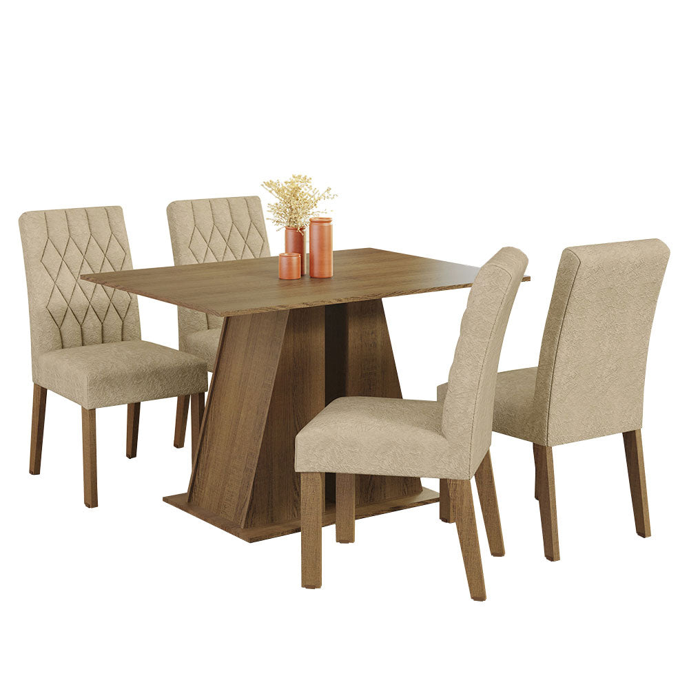 Juego de Comedor Mesa Tapa de Madera 4 Sillas Marrón/Imperial Gisele Madesa