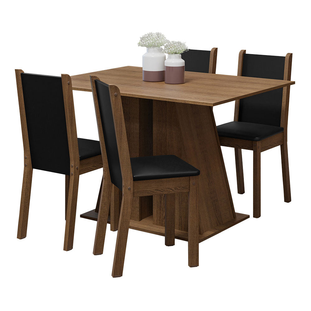 Juego de Comedor Mesa Tapa de Madera 4 Sillas Marrón/Negro Sophie Madesa