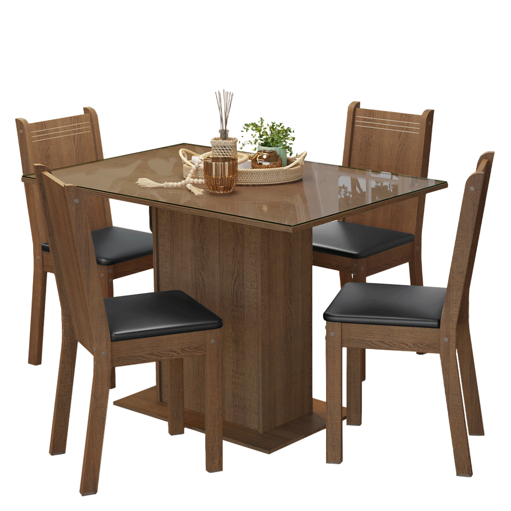 Juego de Comedor con Mesa y 4 Sillas Madesa Camélia MN