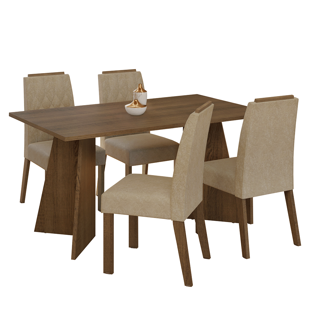 Juego de Comedor Mesada de Madera 4 Sillas Tulum Marrón/Imperial