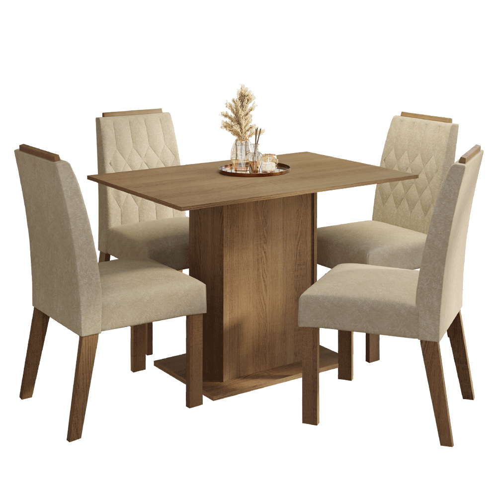 Juego de Comedor Tapa de Madera 4 Sillas Marrón/Imperial Romã Madesa