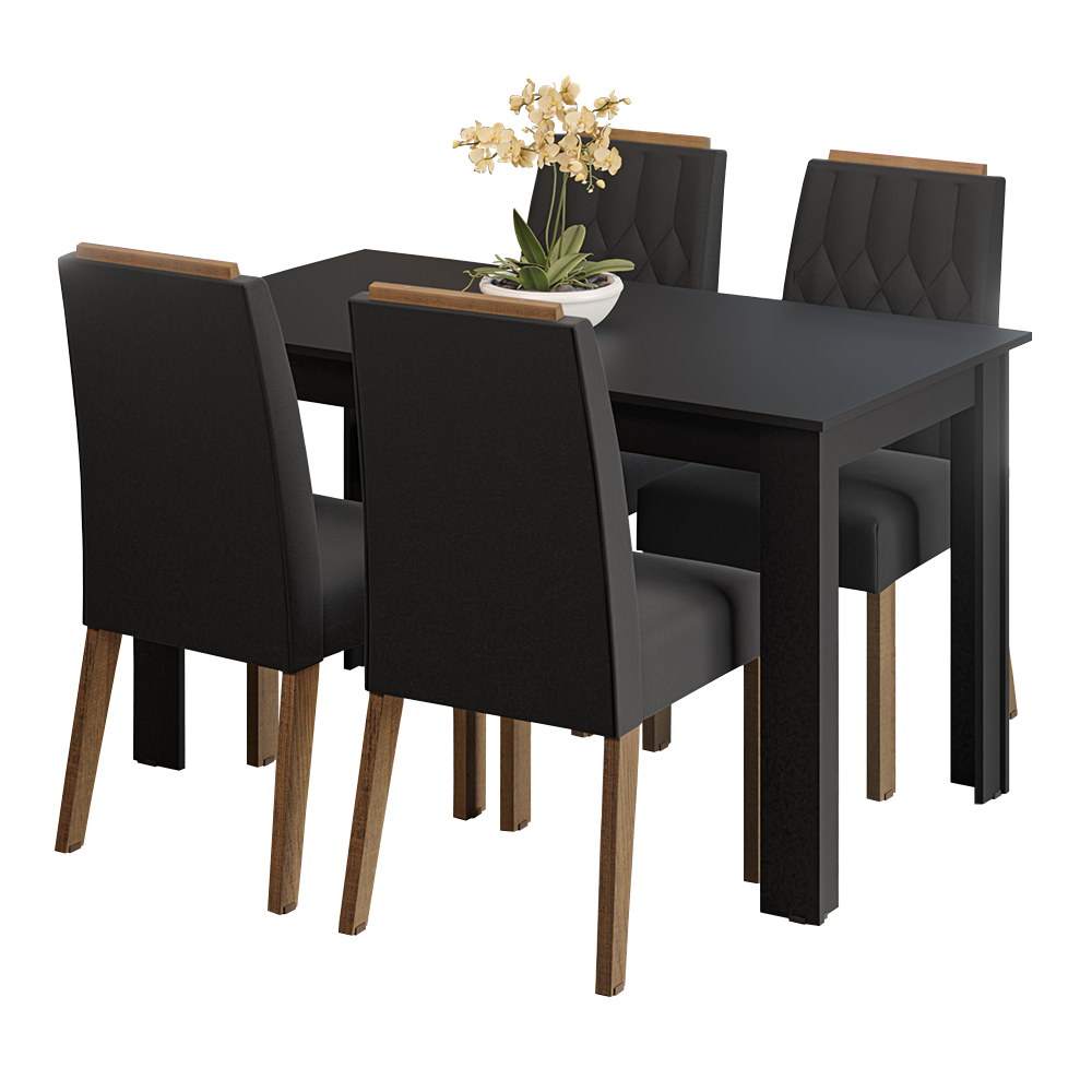 Juego de Comedor Tapa de Madera 4 Sillas Marrón/Negro/Oxford Hera Madesa
