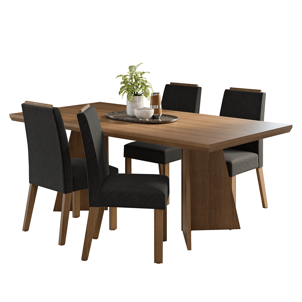 Juego de Comedor con Tapa de Madera 4 Sillas Marrón/Oxford Arles Madesa