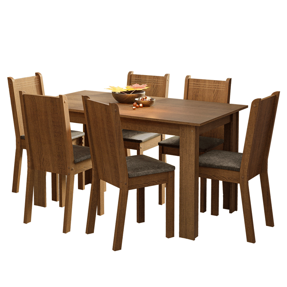 Juego de Comedor con Tapa de Madera 6 Sillas Marrón/Silver Analu